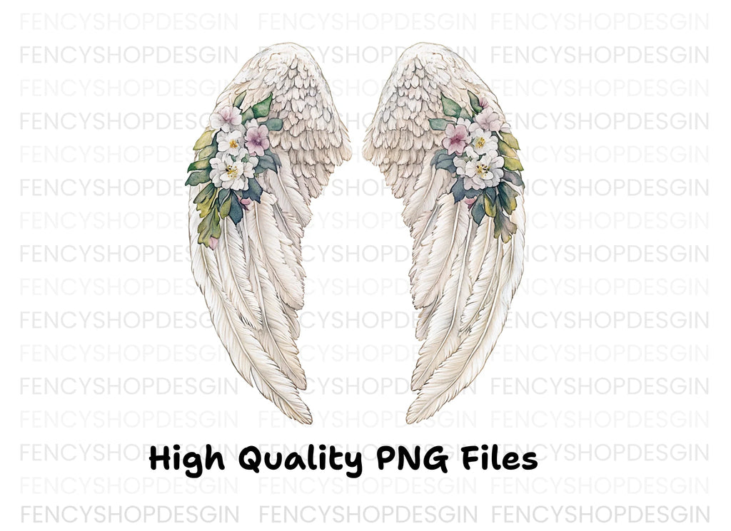 Angel Wings Floral Clipart Bundle