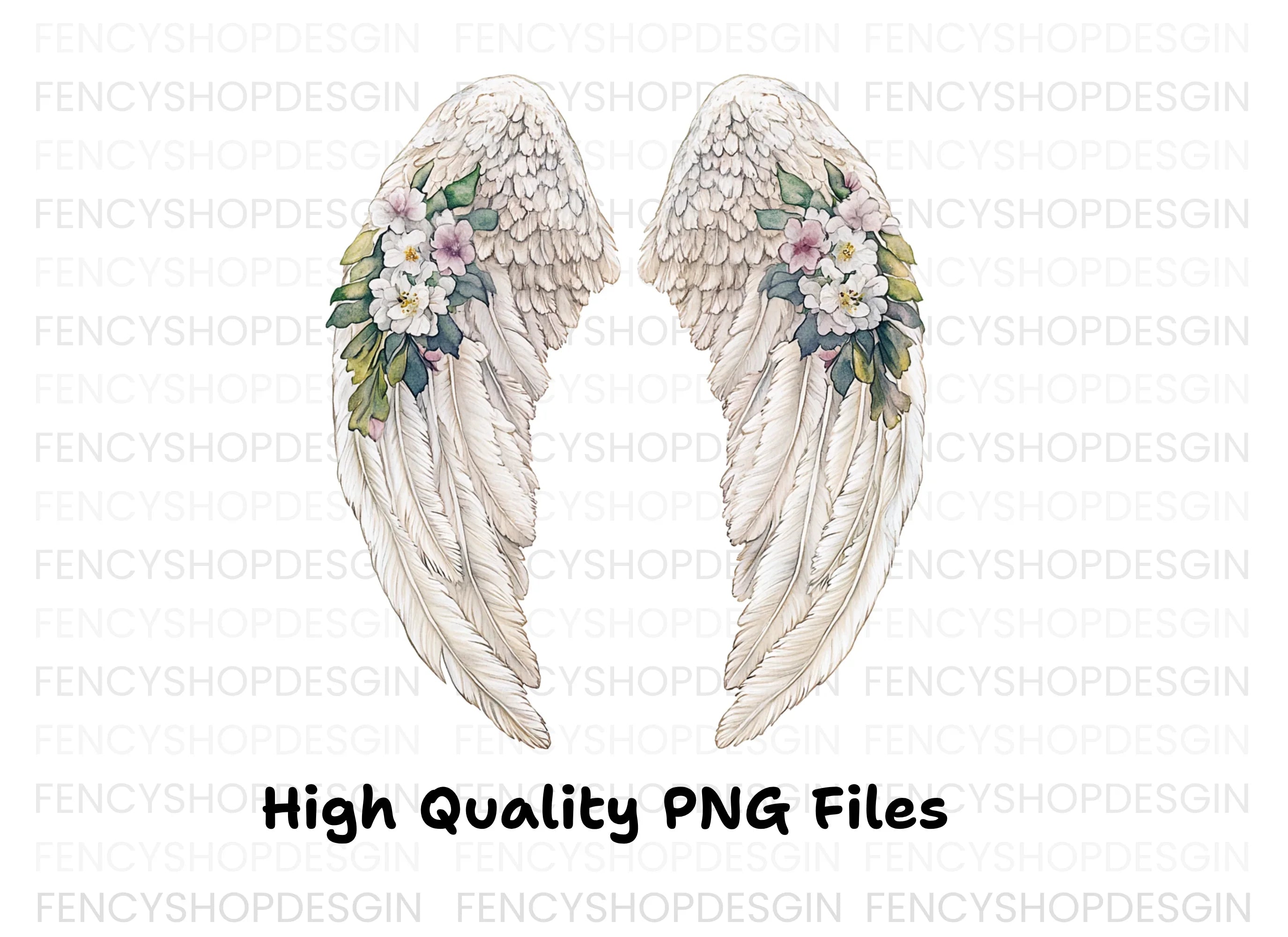 Angel Wings Floral Clipart Bundle