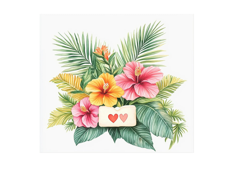 Tropical Hibiscus Palm Clipart Bundle