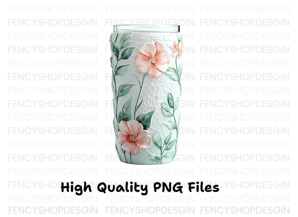 Floral Embossed Tumbler Clipart Bundle