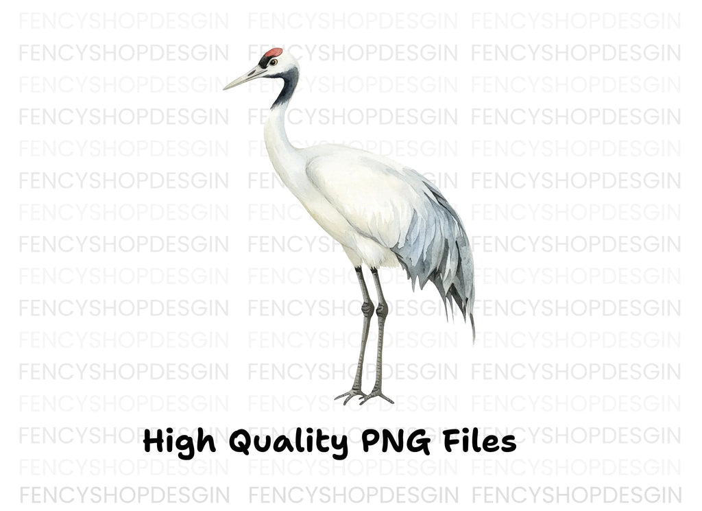 Elegant Red Crowned Crane Clipart Bundle