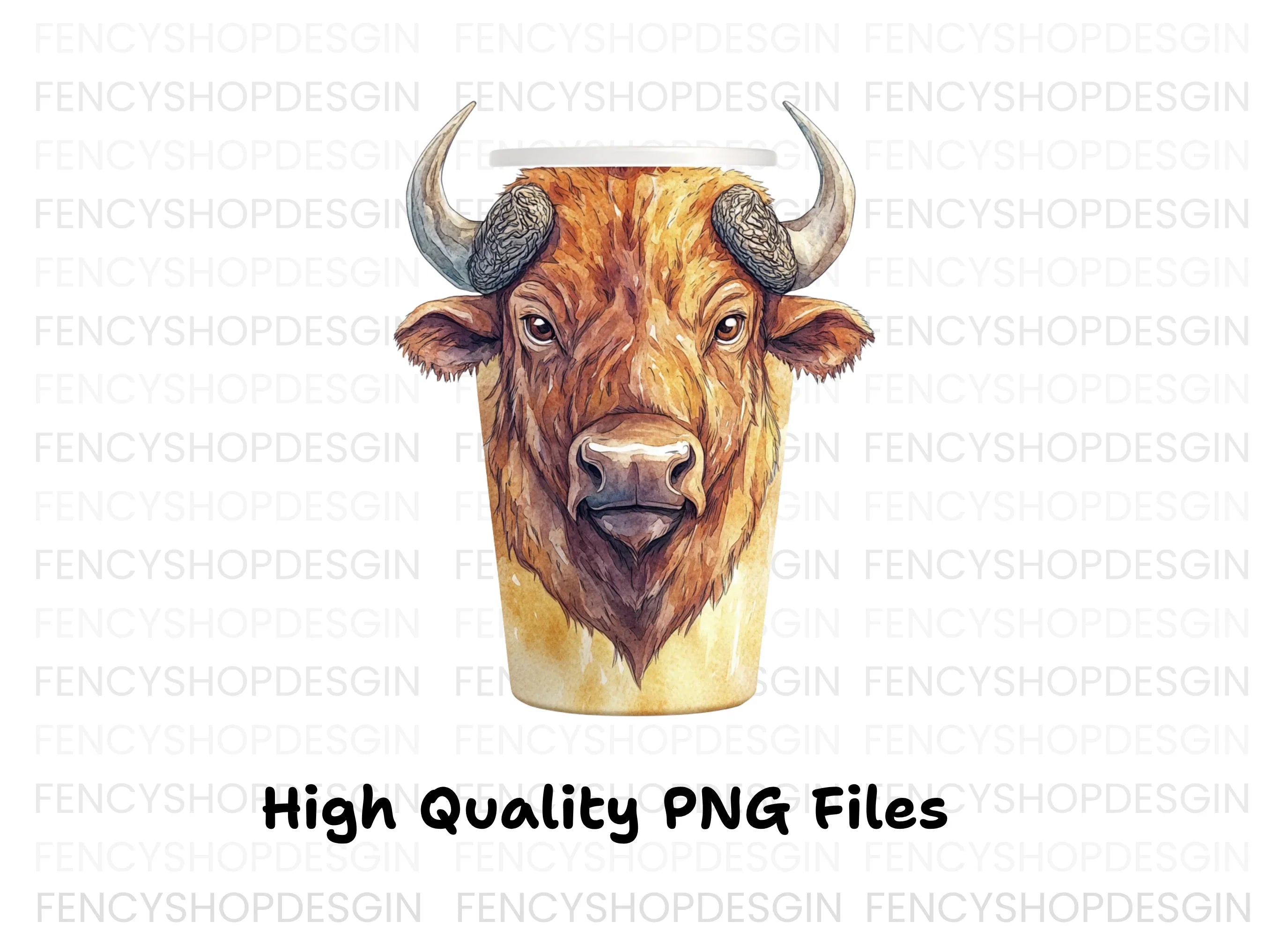 Bison Head Coffee Cup Clipart Bundle