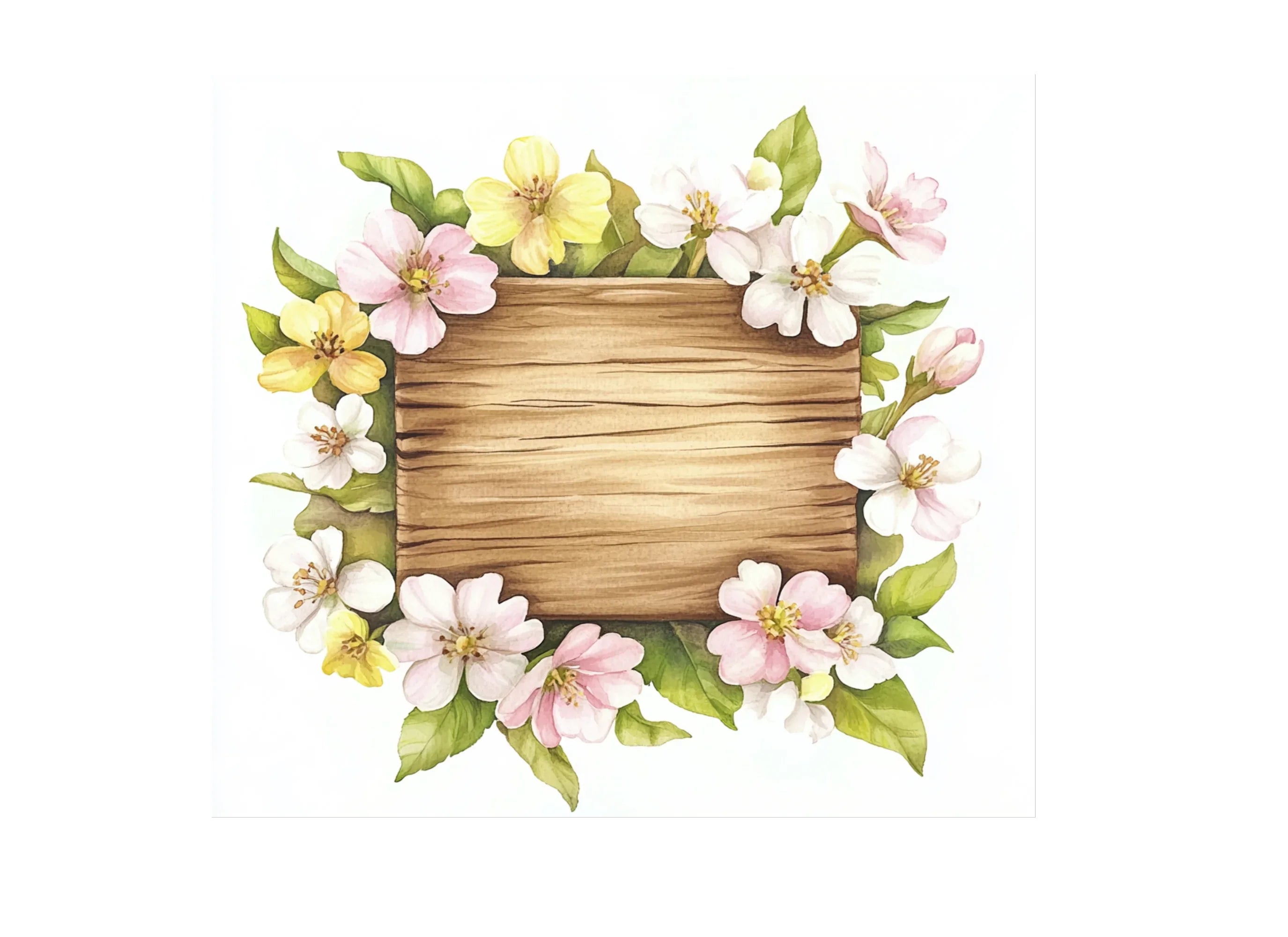 Spring Flower Frame Wooden Clipart Bundle