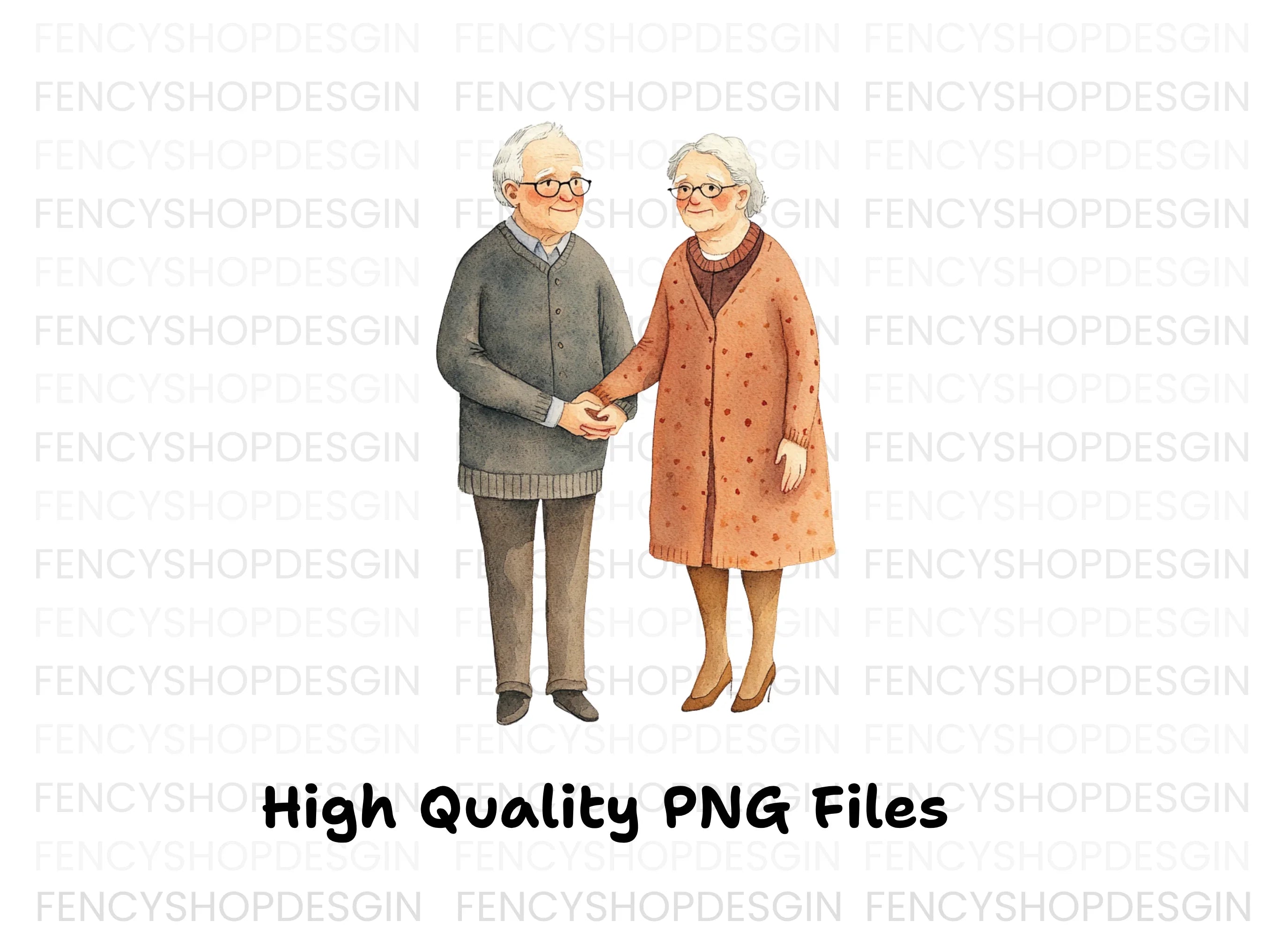 Elderly Couple Clipart Bundle