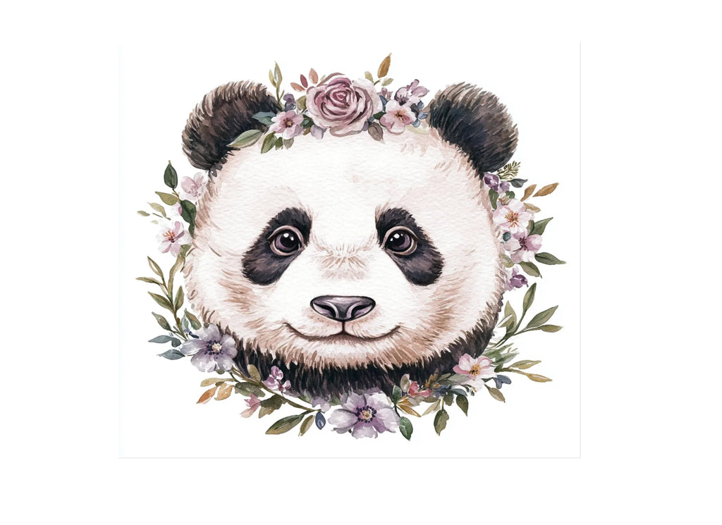 Floral Panda Bear Face Clipart Bundle