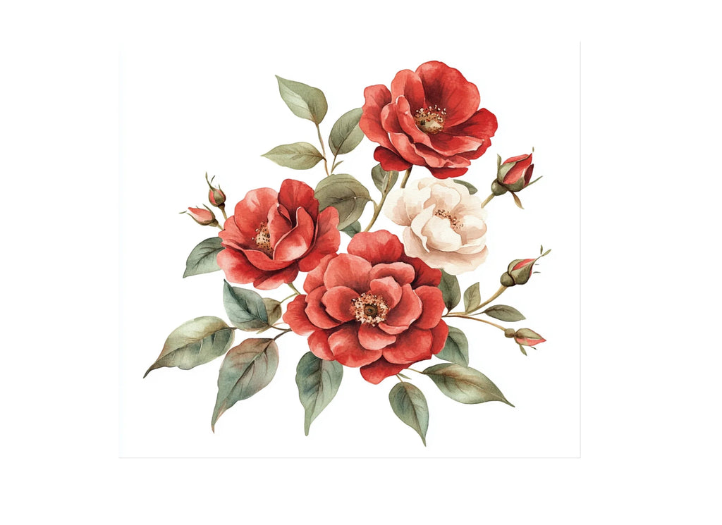 Elegant Red and White Rose Clipart Bundle