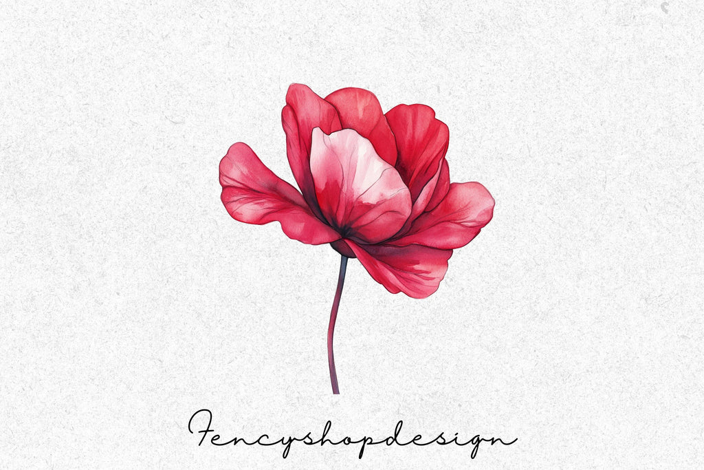 Vibrant Red Floral Clipart Bundle
