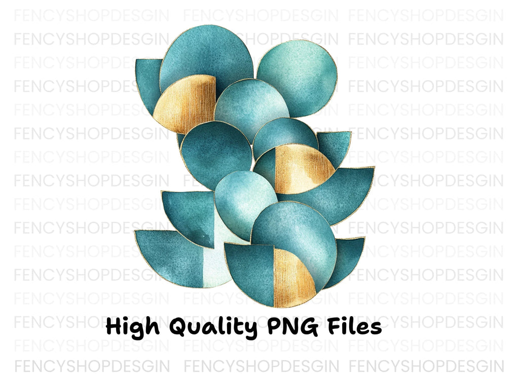 Geometric Teal Gold Abstract Clipart Bundle