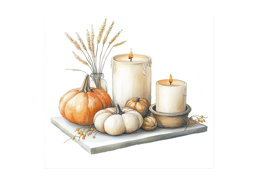 Autumn Pumpkin Candle Clipart Bundle