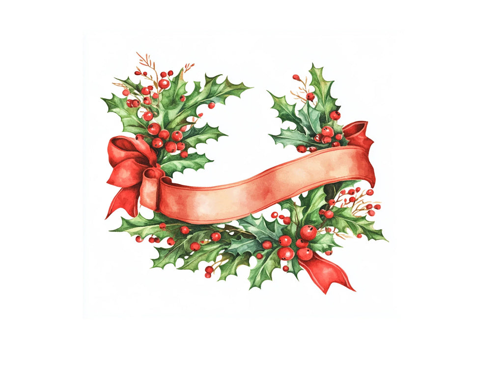 Christmas Holly Wreath Clipart Bundle
