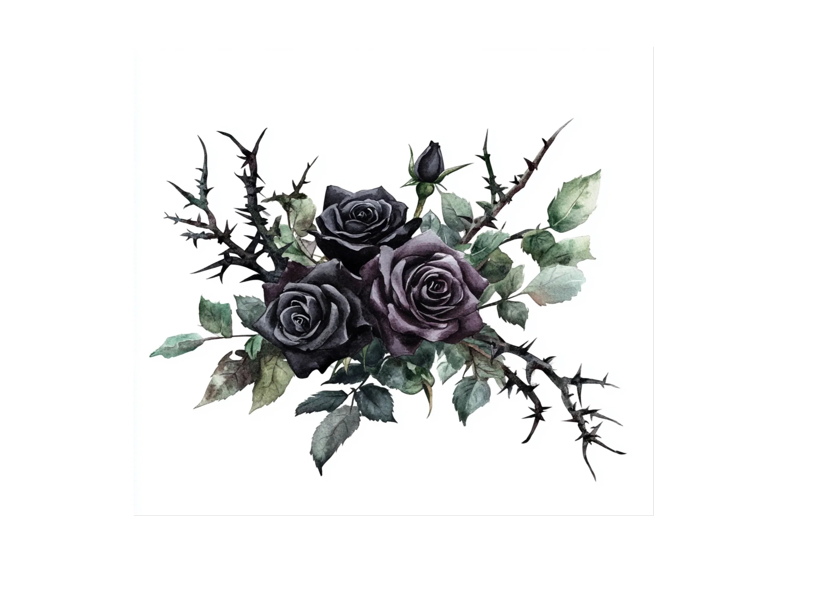 Gothic Black Rose Bouquets Clipart Bundle