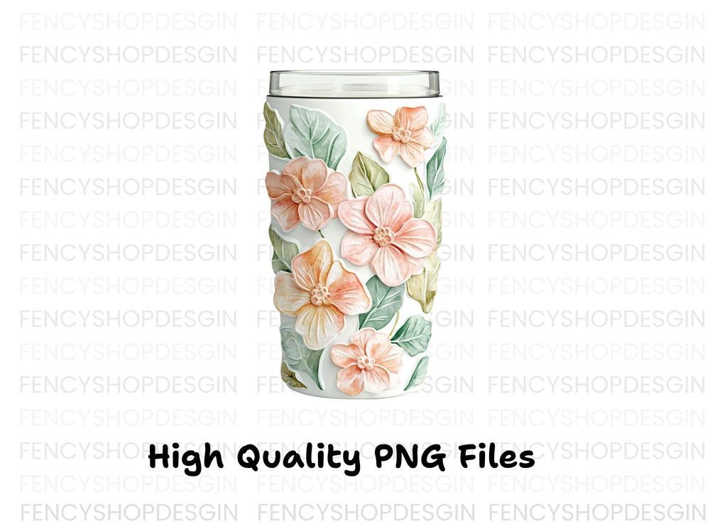 Charming Peach Floral Tumbler Clipart Bundle
