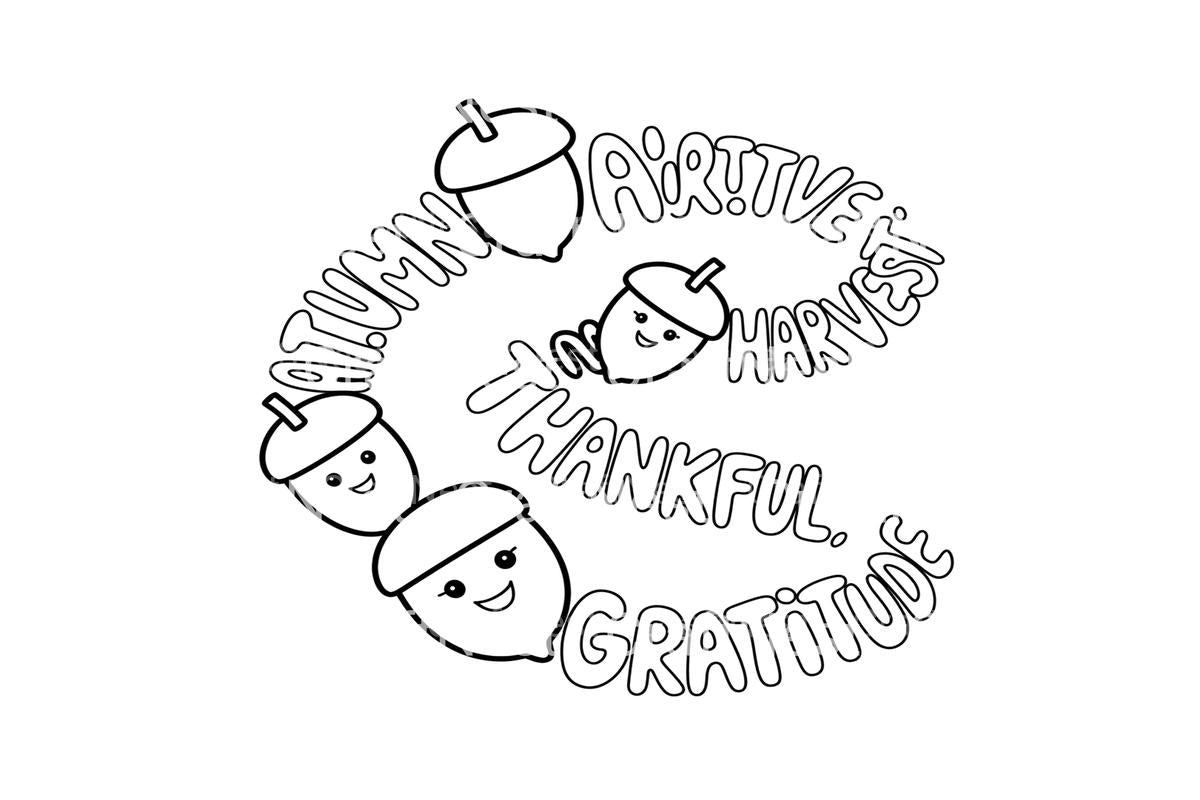 Autumn Harvest Acorn Word Coloring Books