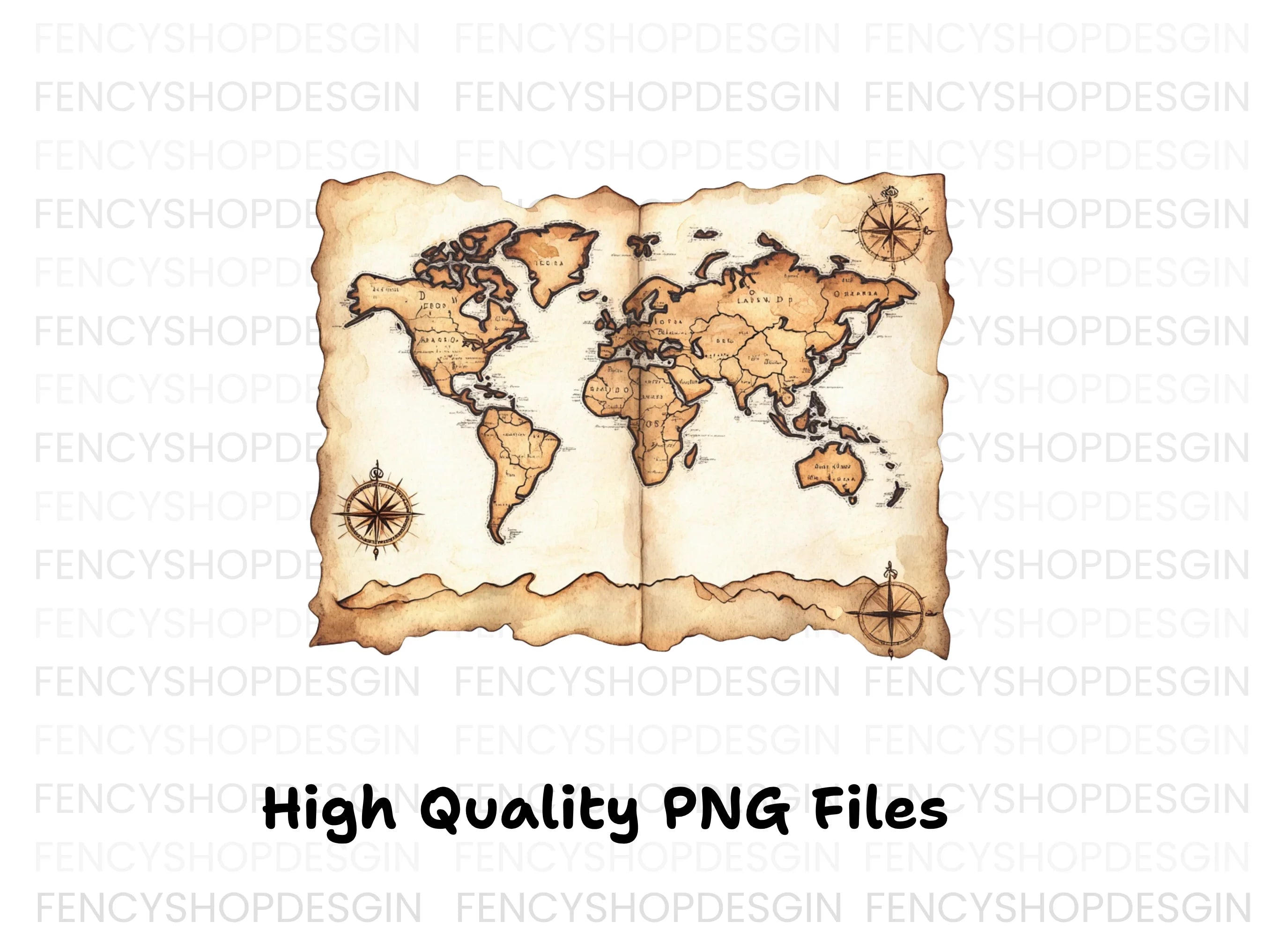 Vintage World Map Clipart Bundle