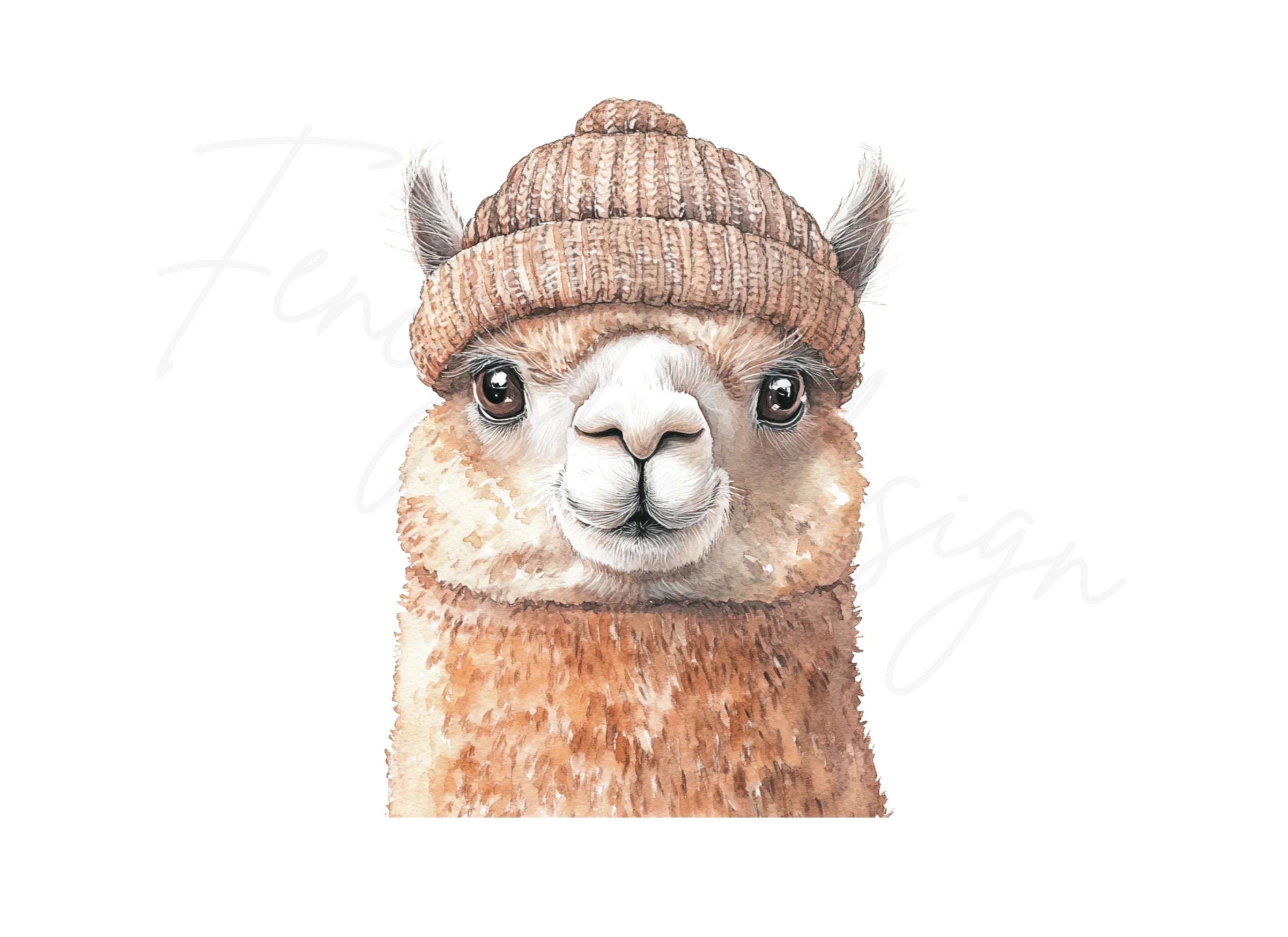 Cute Alpaca Winter Hat Clipart Bundle