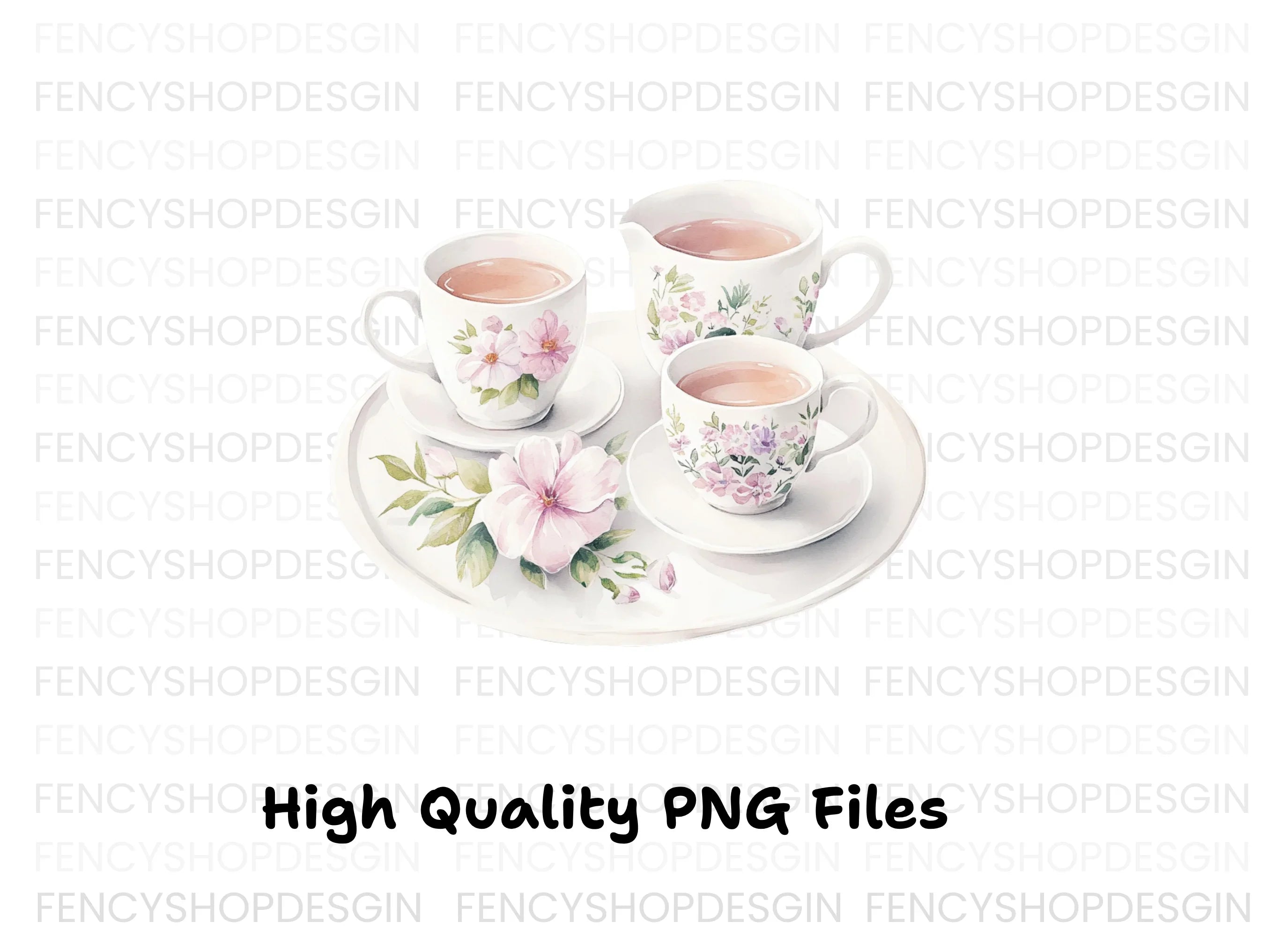 Elegant Floral Tea Clipart Bundle
