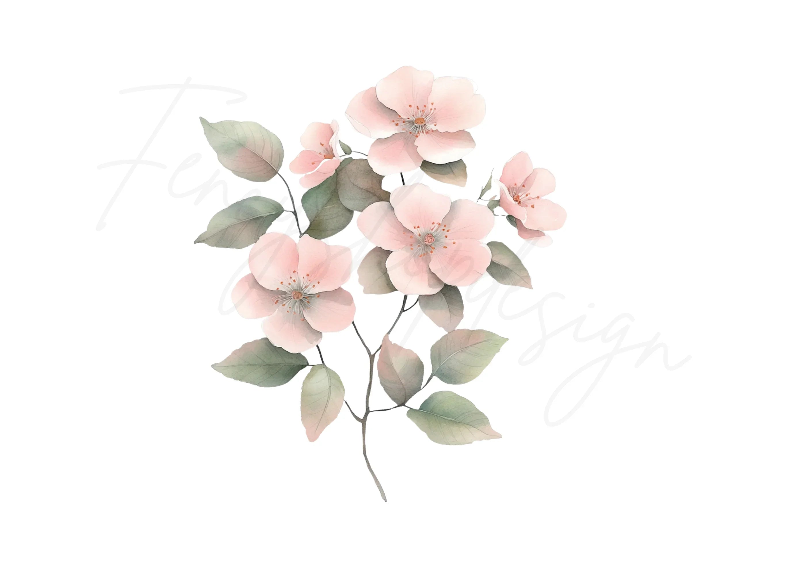 Soft Pink Floral Clipart Bundle