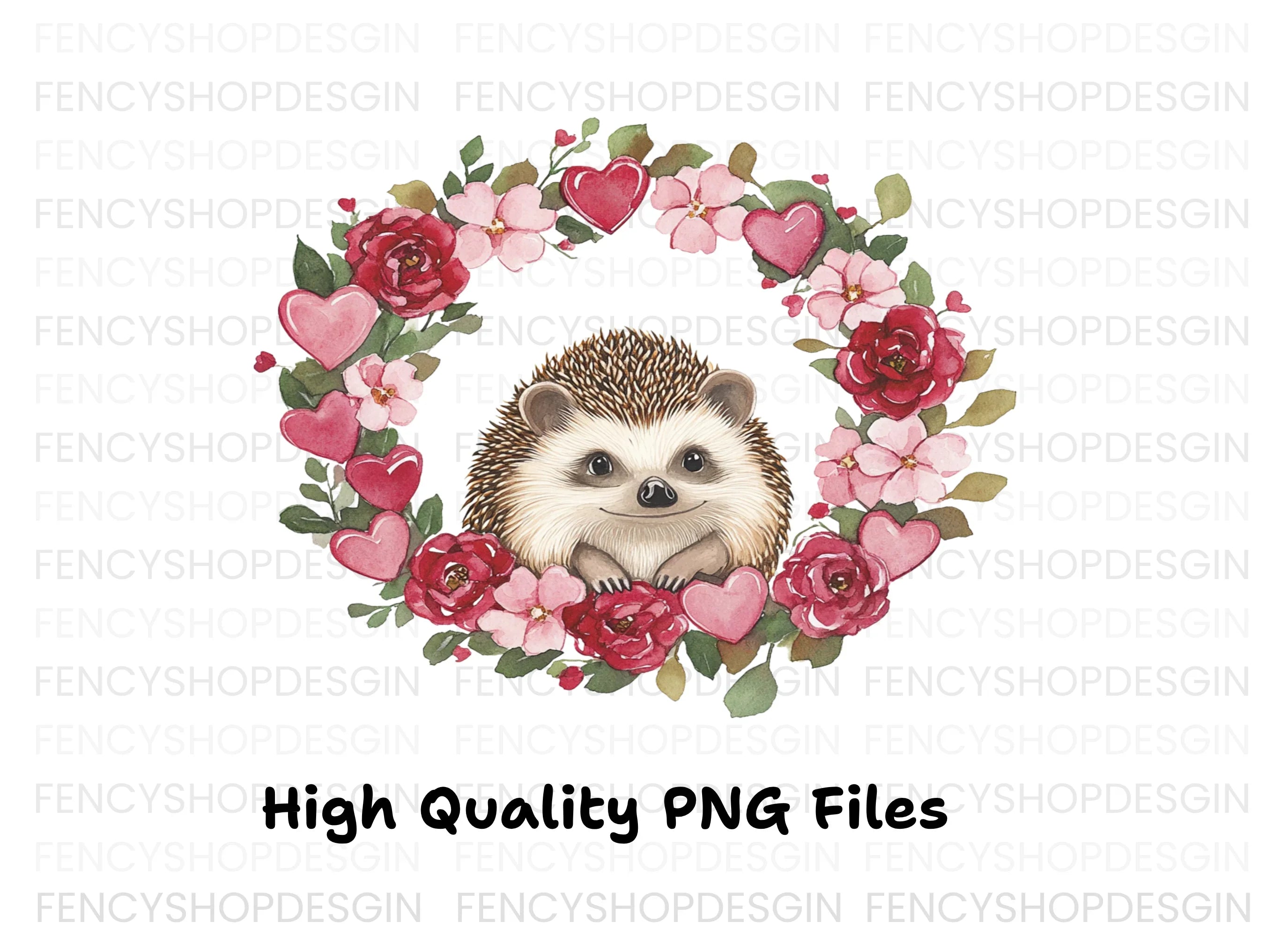 Cute Hedgehog Valentine Wreath Clipart Bundle