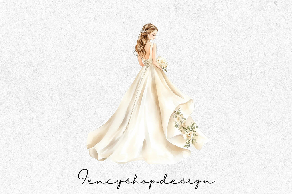 Elegant Wedding Dress Clipart Bundle