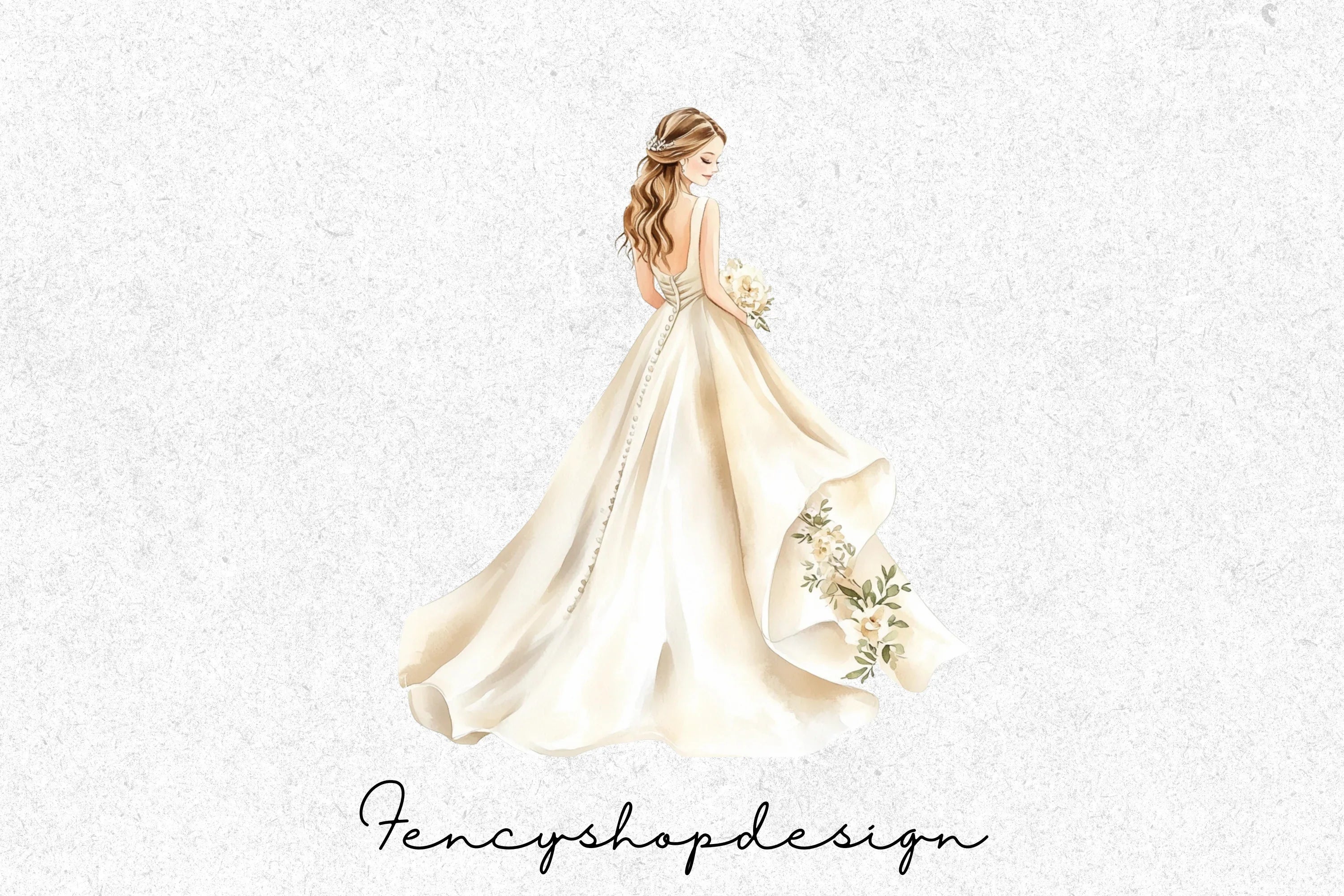 Elegant Wedding Dress Clipart Bundle