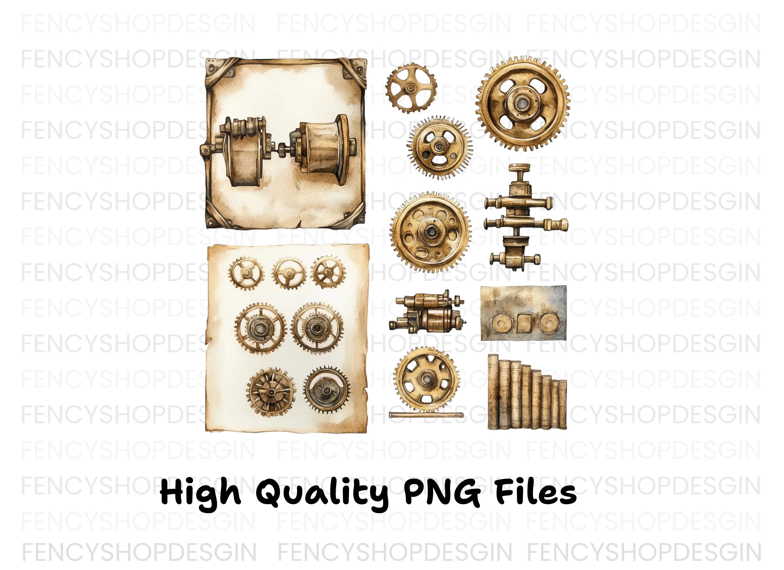 Steampunk Gears Clipart Bundle