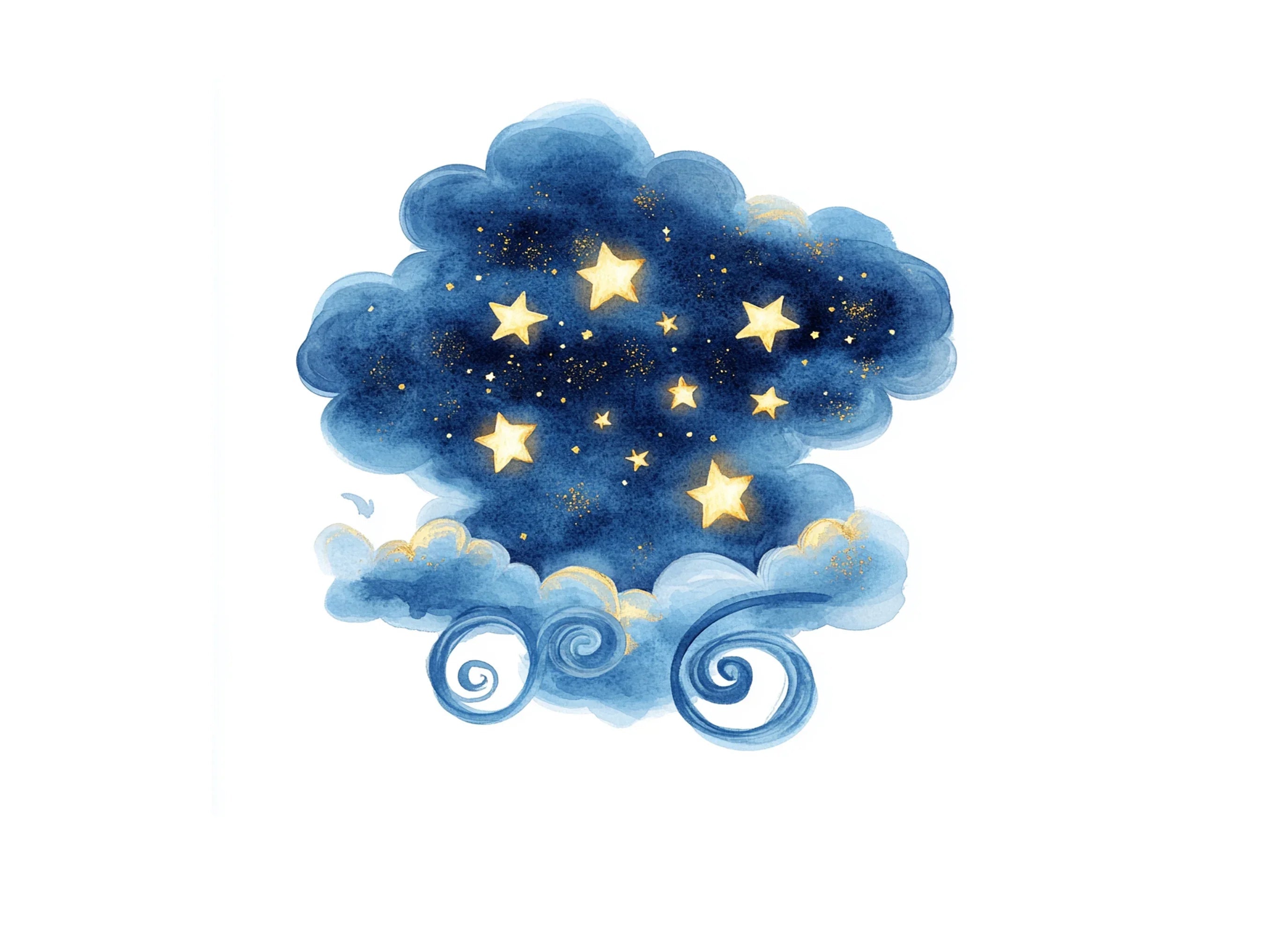 Dreamy Night Sky Stars and Clouds Clipart Bundle