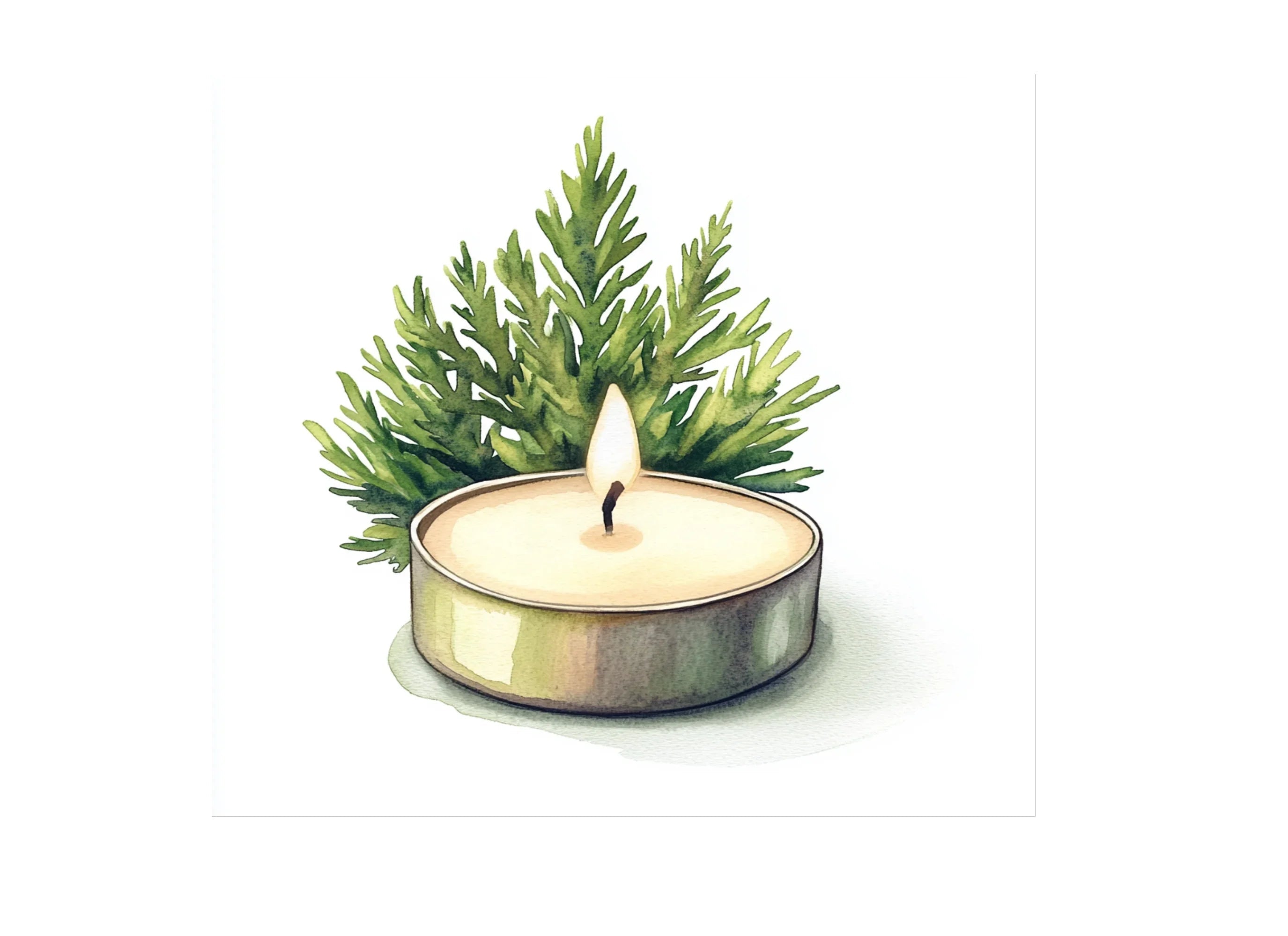 Christmas Evergreen Candle Clipart Bundle