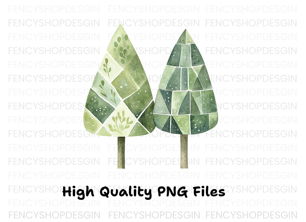 Abstract Forest Trees Clipart Bundle