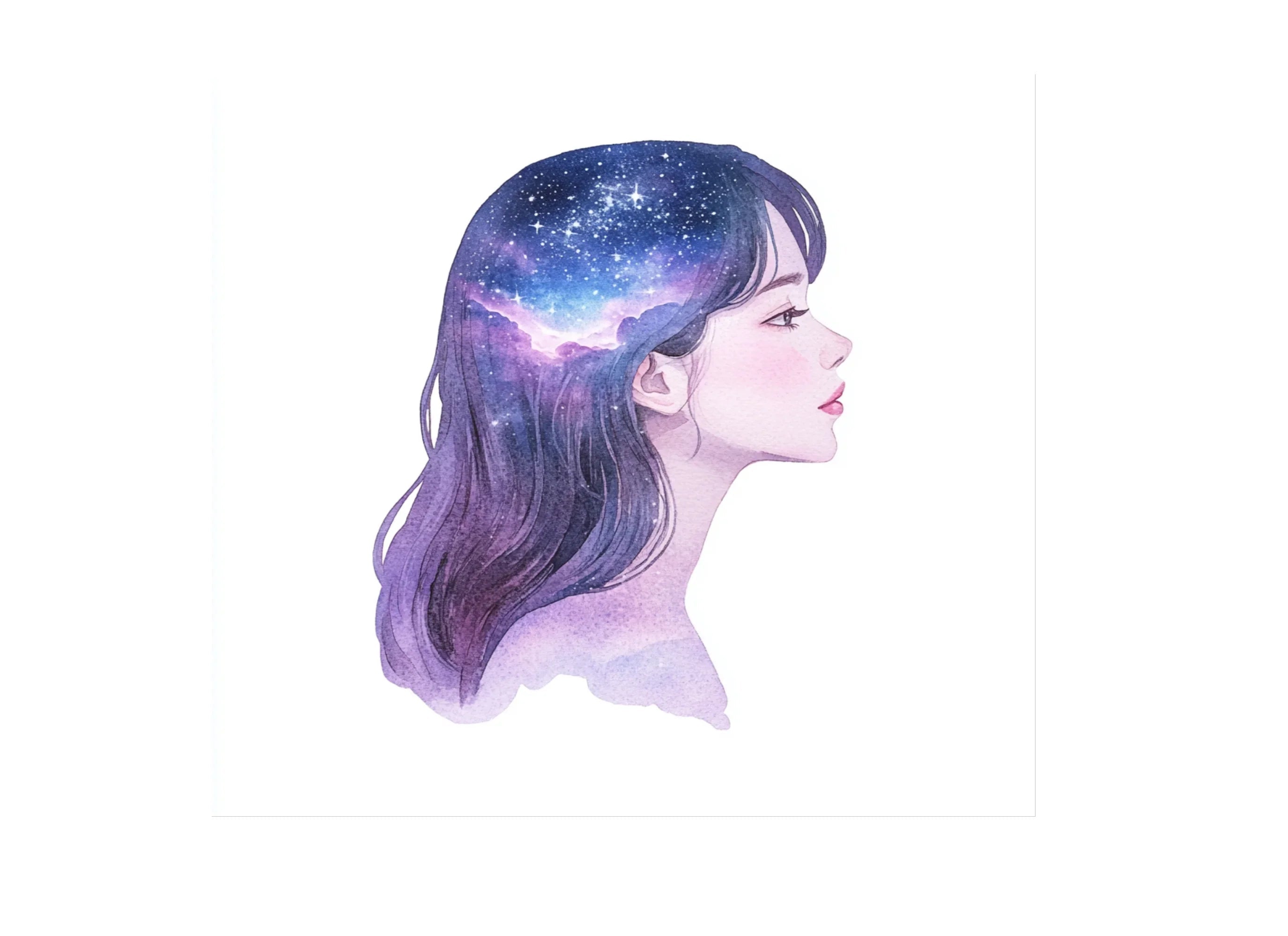 Dreamy Galaxy Hair Girl Clipart Bundle