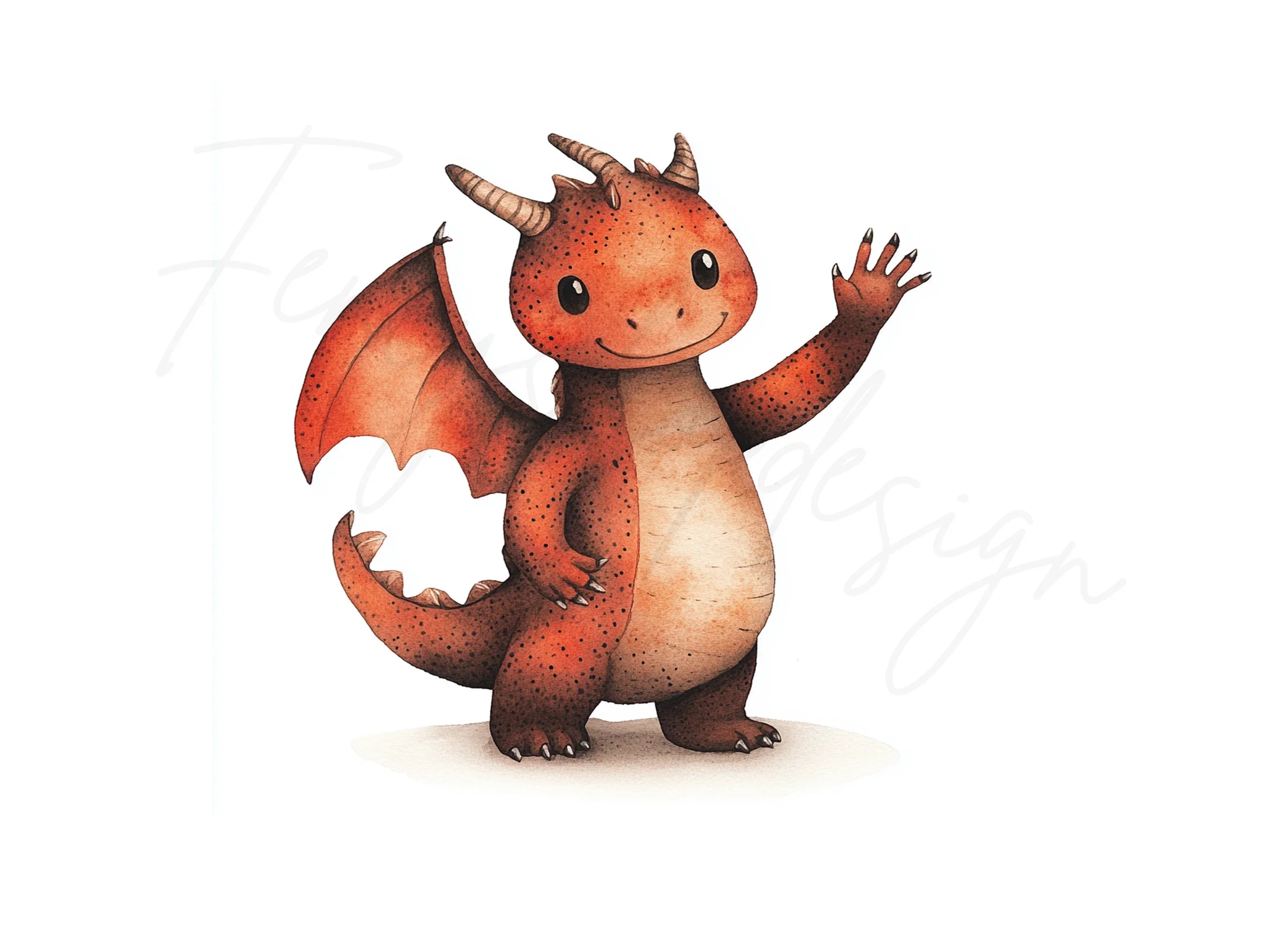 Friendly Waving Dragon Clipart Bundle
