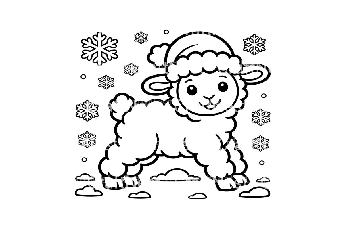 Cute Lambs Christmas Coloring Books