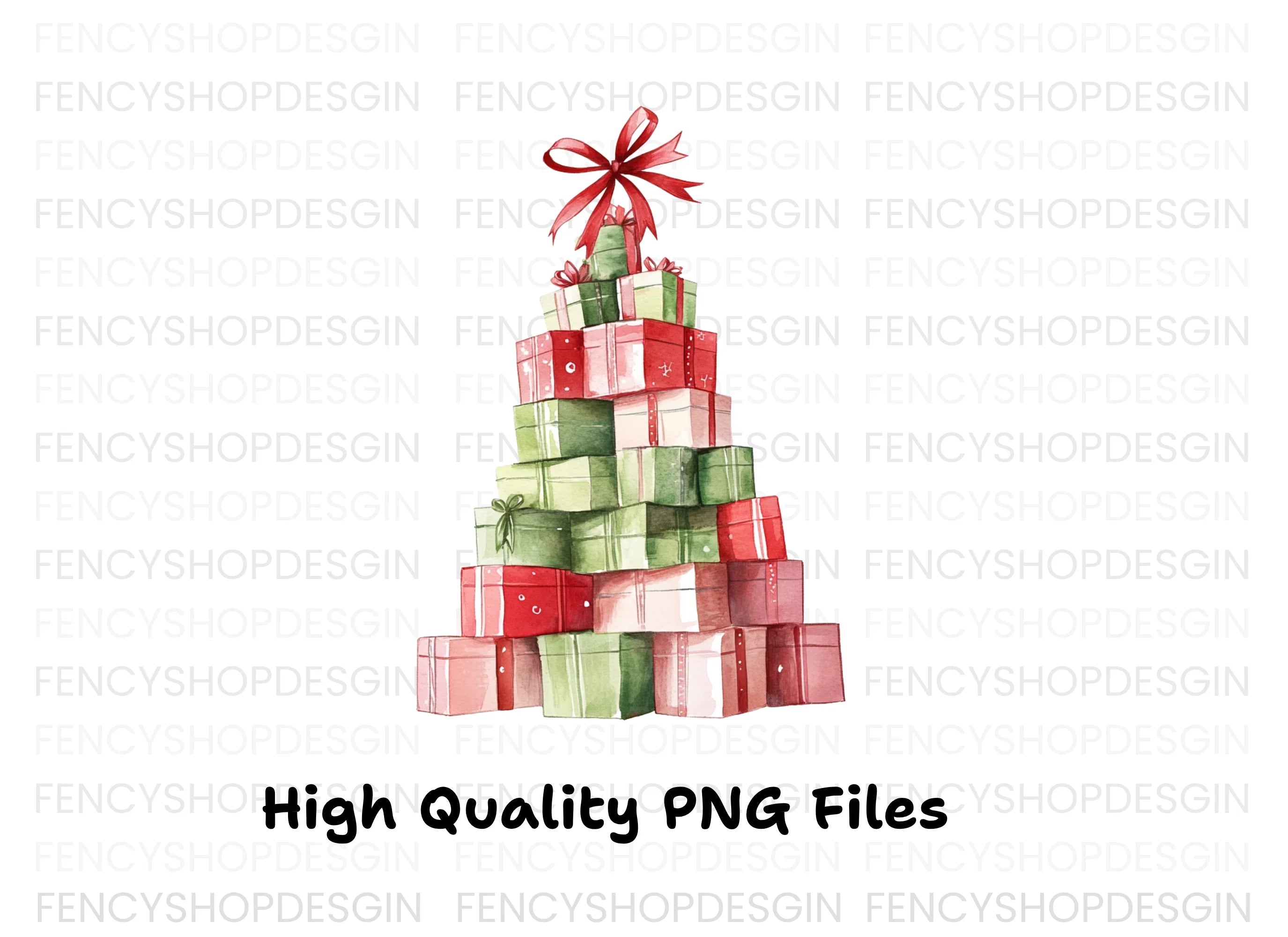 Christmas Gift Box Trees Clipart Bundle