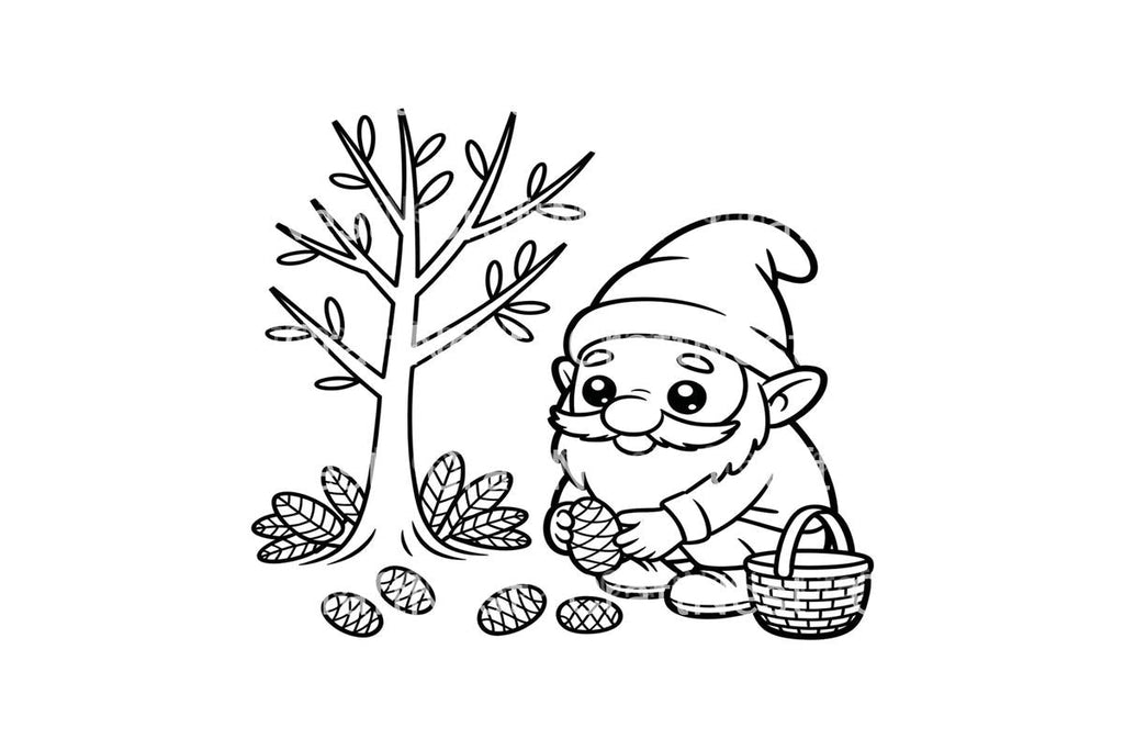 Gnome Pinecone Gathering Coloring Books