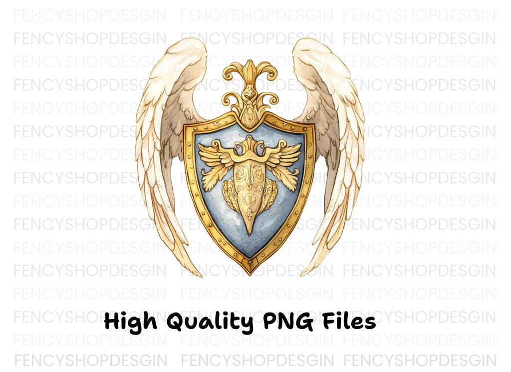Elegant Winged Shield Clipart Bundle