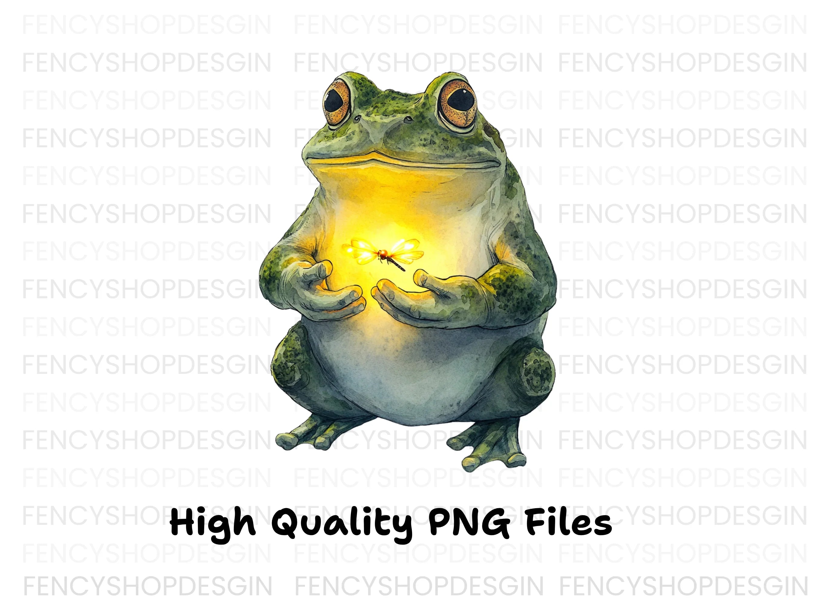 Magical Frogs Holding Fireflies Clipart Bundle
