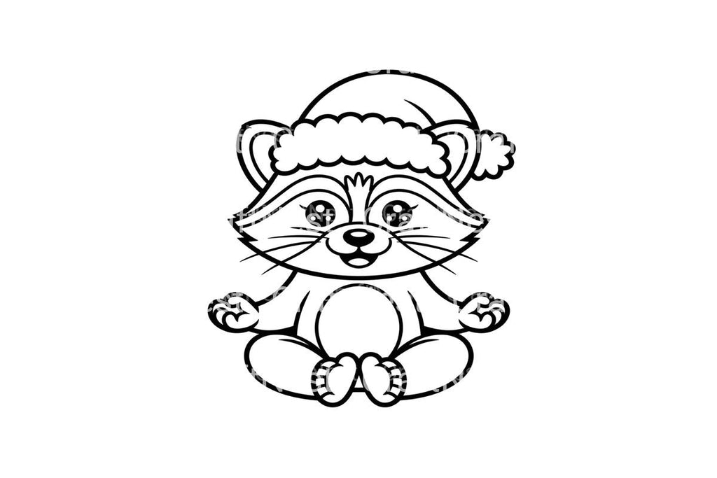 Meditating Christmas Raccoon Coloring Books