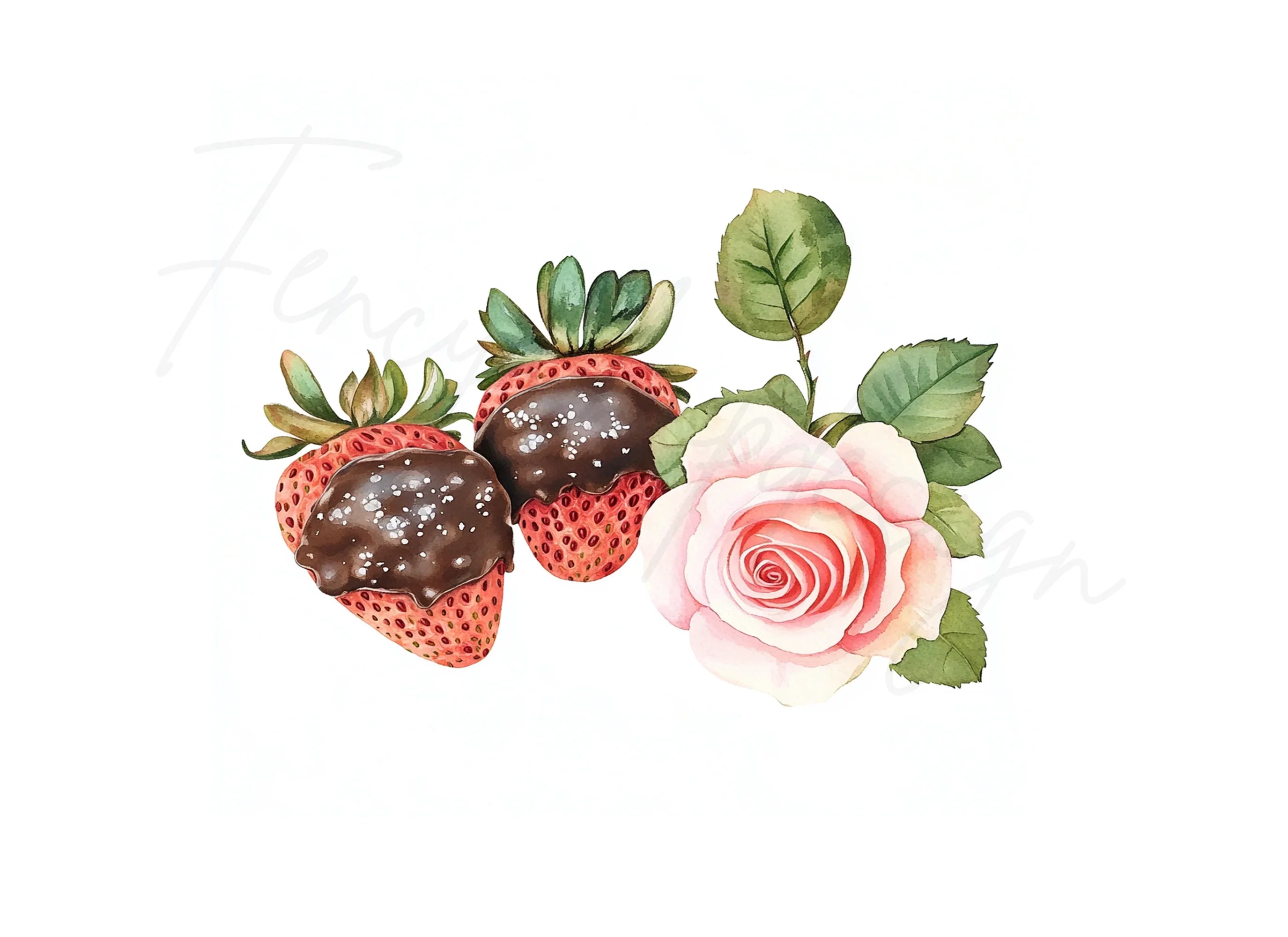 Strawberries Chocolate Roses Clipart Bundle