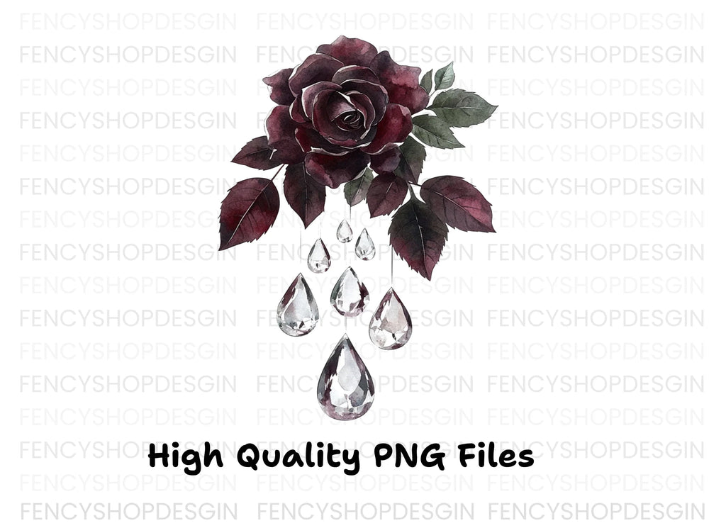 Gothic Roses Diamonds Clipart Bundle