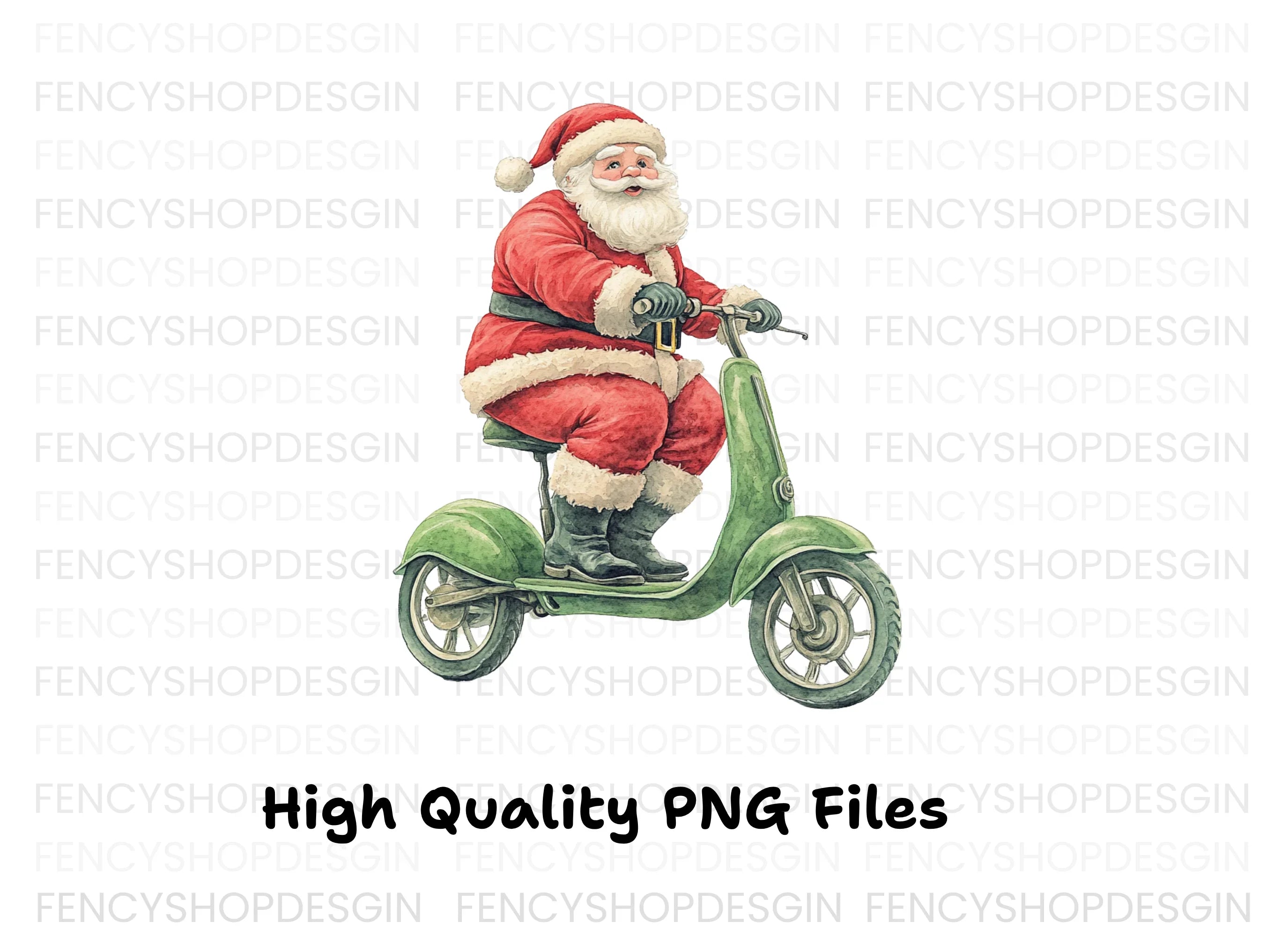 Santa Claus on Scooter Clipart Bundle