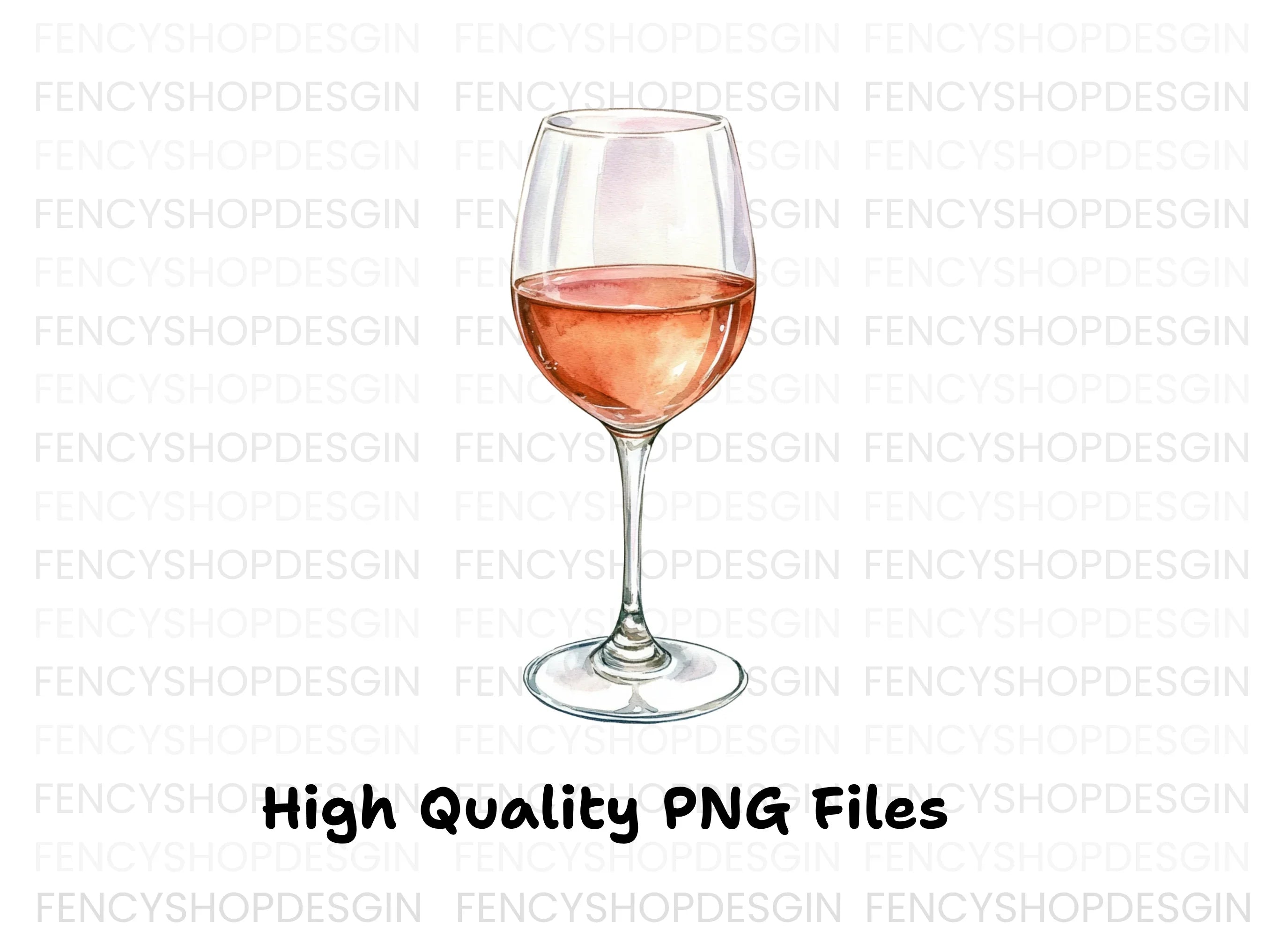 Rose Wine Glass Clipart Bundle