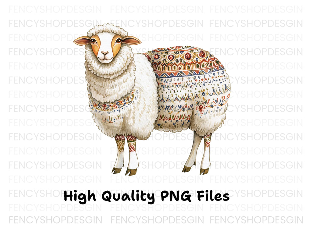 Intricate Patterned Sheep Clipart Bundle