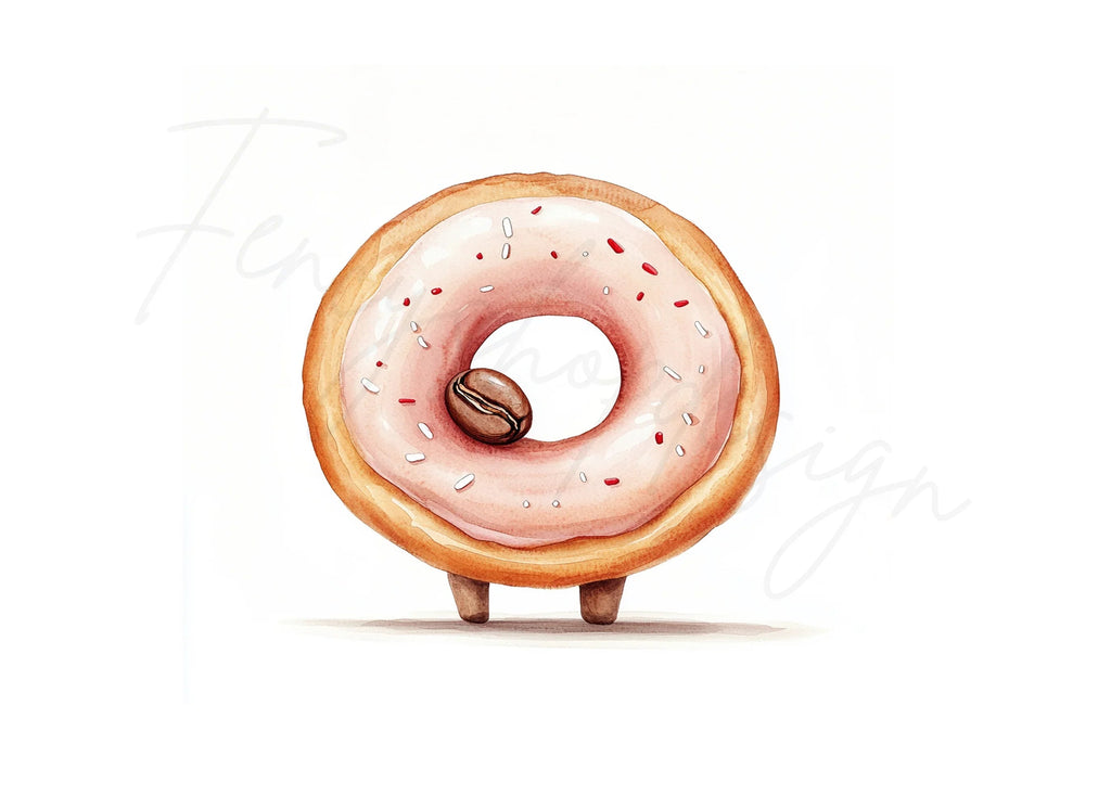 Cute Donut and Coffee Bean Clipart Bundle