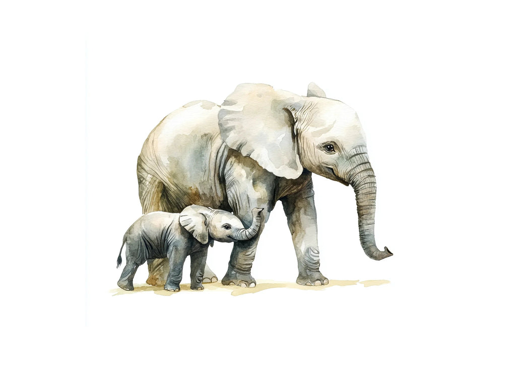 Cute Elephant Mother and Baby Clipart Bundle