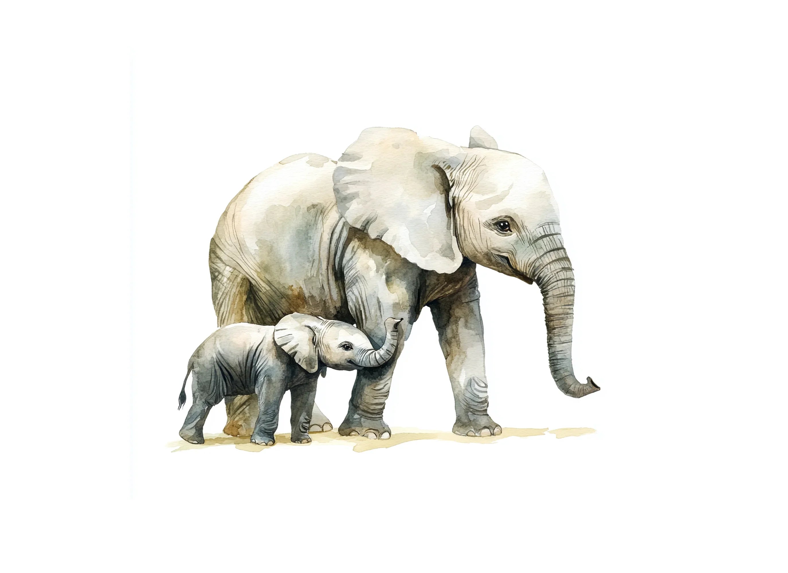 Cute Elephant Mother and Baby Clipart Bundle