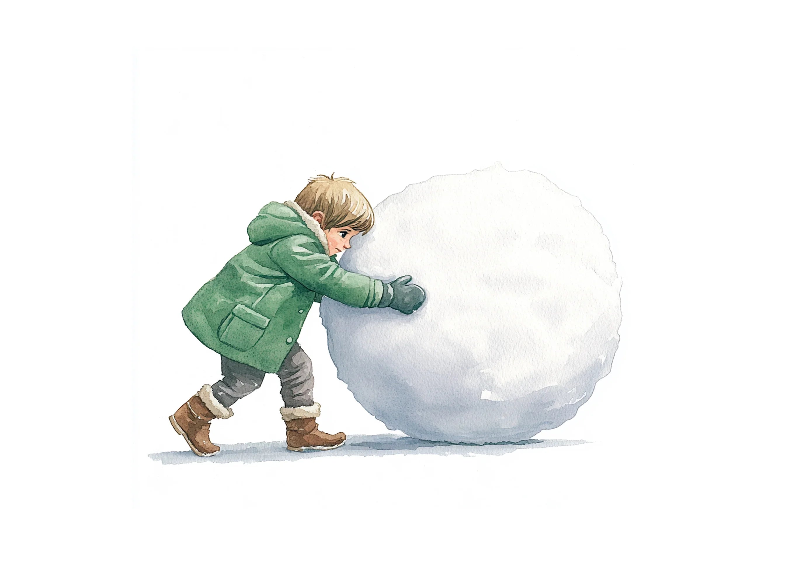 Kids Rolling Snowballs Clipart Bundle