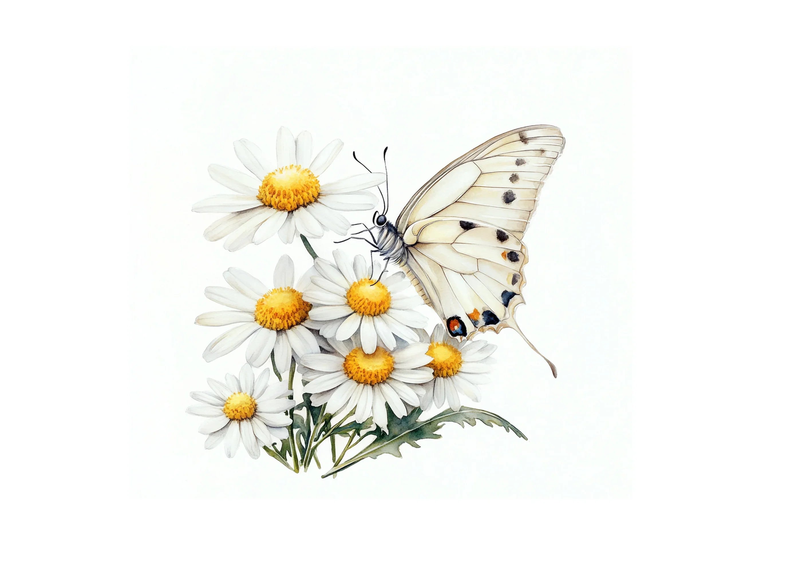 Elegant White Butterfly Daisy Clipart Bundle