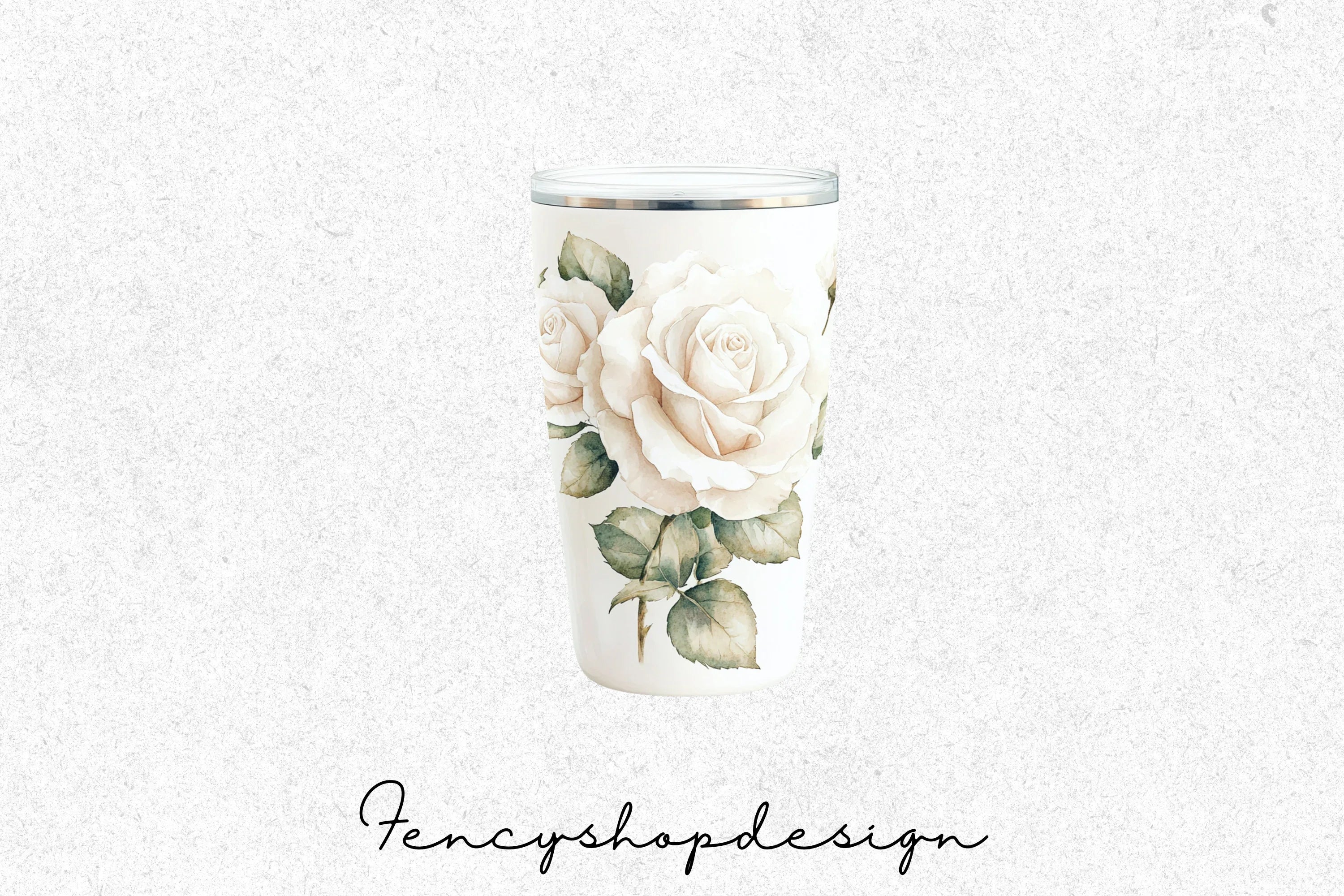 Elegant White Rose Tumbler Clipart Bundle