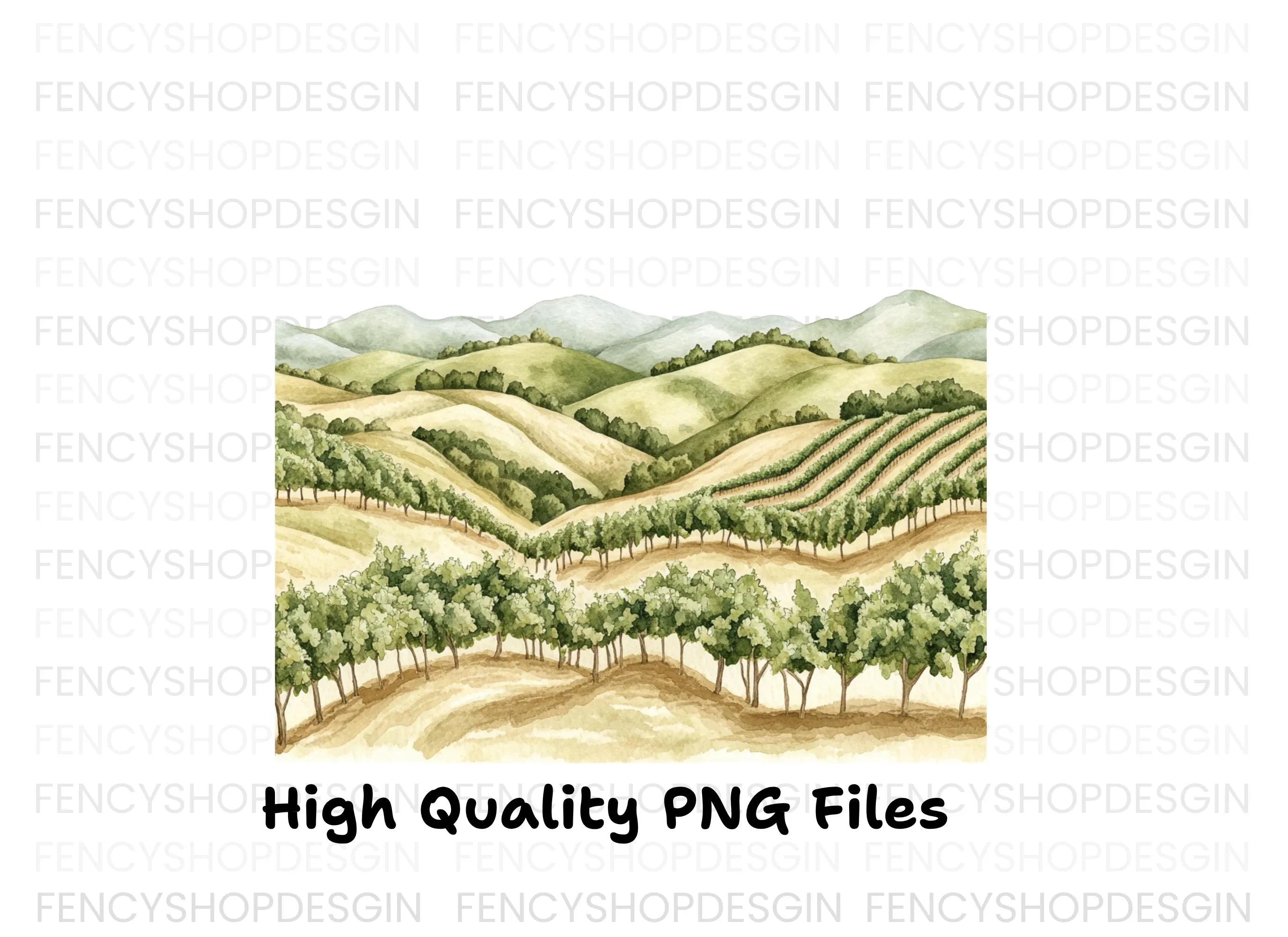 Vineyard Landscape Clipart Bundle