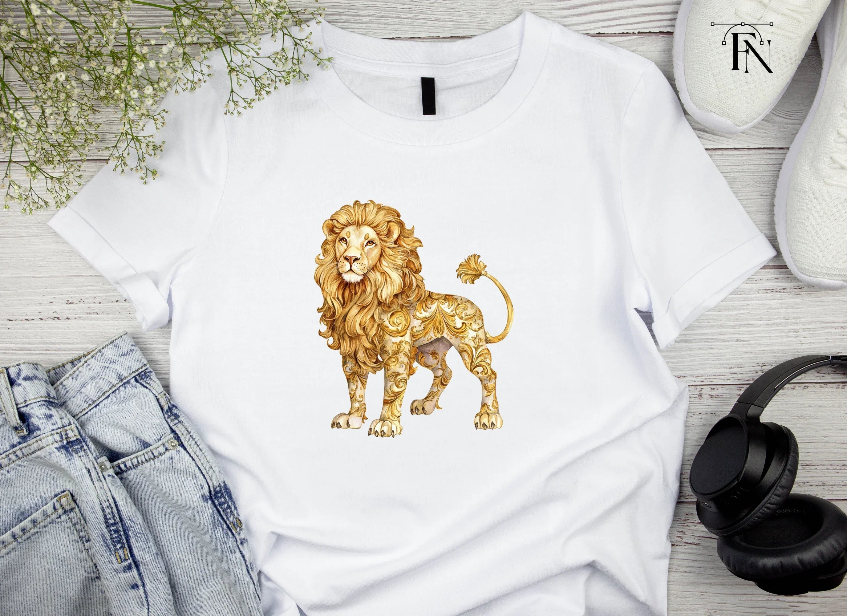 Golden Ornate Lion Clipart Bundle