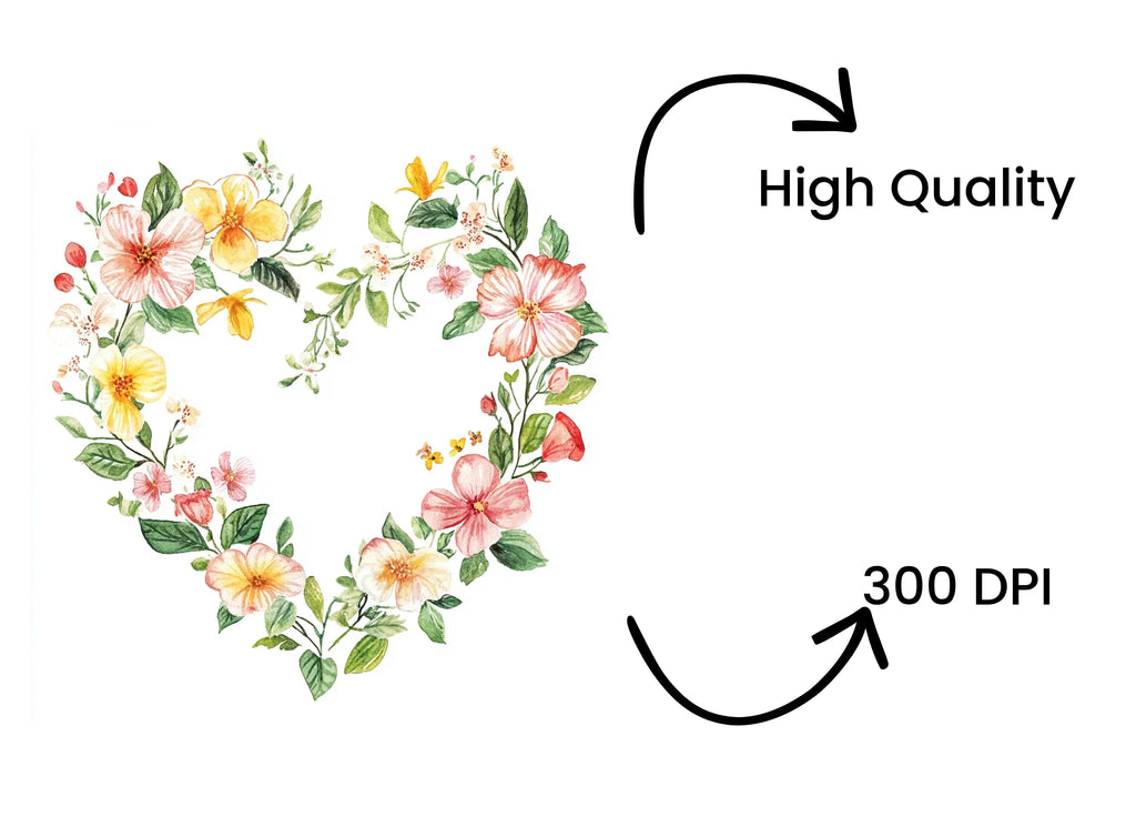 Heart Floral Wreath Clipart Bundle